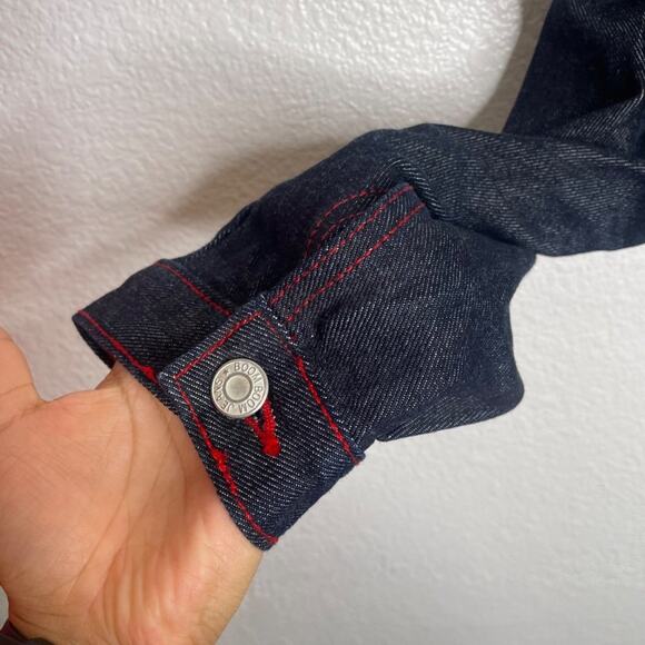 Boom Boom Vintage Jacket Womens Size Medium Denim Blue Dark Wash Button Jean - Picture 13 of 16